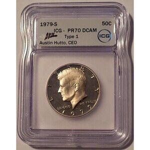 1979 S Kennedy Half Dollar Type 1 Proof PR70 DCAM ICG Austin Hutto Signed